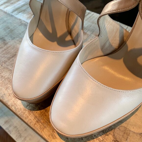 Jimmy Choo Ivory Nude Leather Tulip Platform Pumps - Picture 9 of 10